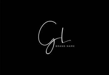 GL letter beauty cursive handwriting logo.