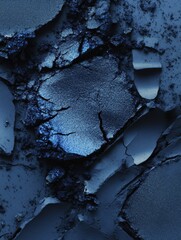 Cracked Blue Eye Shadow Texture: This captivating macro image shows a close-up view of cracked blue eye shadow, offering an immersive exploration of textures, shades, and intricate details. 