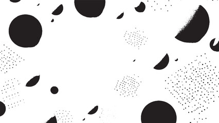 Black circles and dots on white background abstract pattern