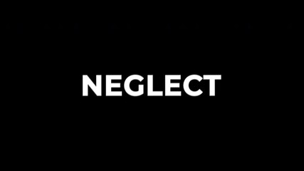 Neglect shake text animation in 4K with transparent background. Vibrating shaking typography effect for psychology, health, stress, mental health, harmful habits, social awareness video projects.