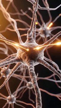 3D Realistic Brain Neurons Synapse Electrical Signals Animation 4K