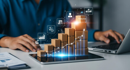 Business growth and success with digital technology and data analysis