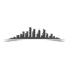 Obraz premium Cityscape silhouette presents abstract dark buildings with an interesting perspective view against a plain background