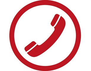 Red Phone Icon in a Circle: A Simple and Clear Communication Symbol