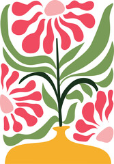 Abstract flowers with pot design