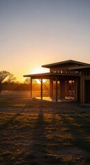 Architectural Framework Gleaming in the golden Sunshine of Twilight Hour