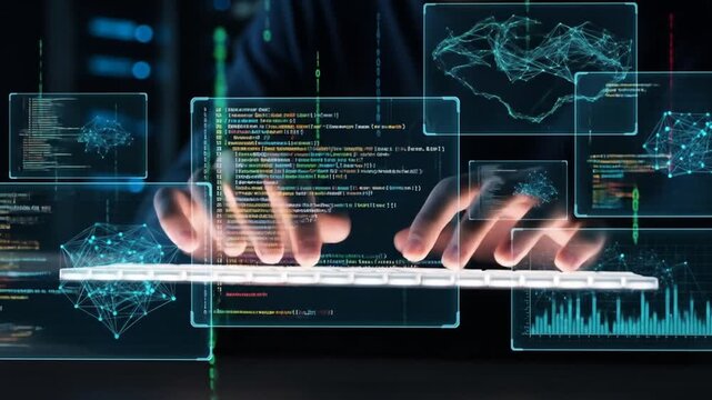 Typing code for futuristic cybernetic technologies using transparent screens