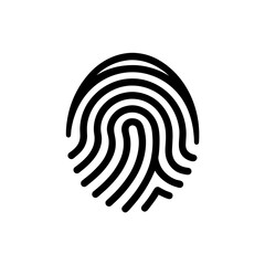 Black fingerprint outline on white background on transparent background silhouette
