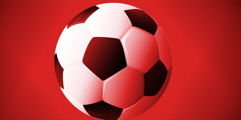 Soccer ball. Football ball realistic 3d design style. Leather texture white and black color. Mockup of sports elements isolated on white background. vector illustration