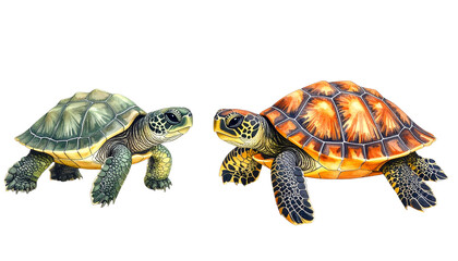 Fototapeta premium Creative turtle pack highlighting sea and freshwater varieties, isolated on transparent background