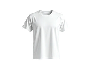 Simple front view of a plain white short-sleeved t-shirt on a black background