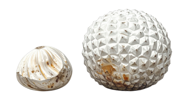 Macro perspective dual set with natural and artificial textures, isolated on transparent background