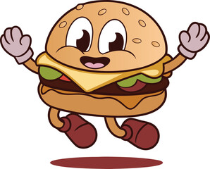 Happy Cartoon Wendy’s Burger Character with Lettuce Illustration