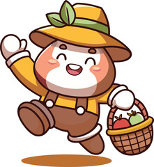 Cheerful Cartoon Apple Character with Rosy Cheeks Illustration