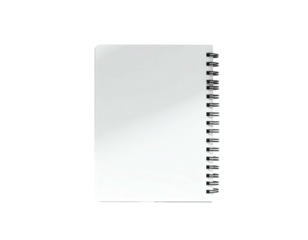 Blank spiral-bound notebook against a black background, viewed from above