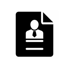 Document showing a person with a tie icon on transparent background silhouette