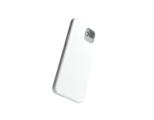 White smartphone mock-up with camera bump, floating on black background