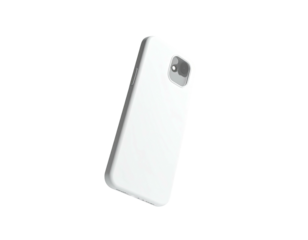 White smartphone mock-up with camera bump, floating on black background