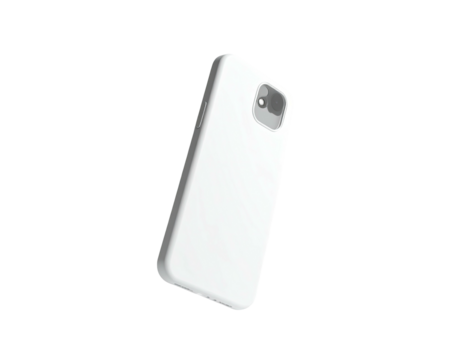 White smartphone mock-up with camera bump, floating on black background