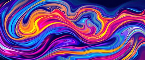 Obraz premium Abstract swirling multicolored wave forms, vibrant energy, dynamic motion, psychedelic, magenta
