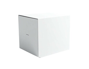 A clean, pristine white cube isolated on a black background, slightly angled