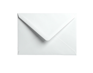 A pristine white envelope, sealed shut, resting on a stark black background