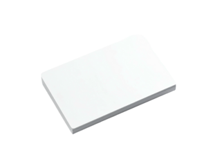 A rectangular, off-white notebook sits against a stark black background