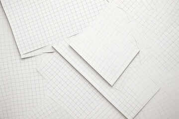 Abstract White Geometric Patterned Paper Overlap Composition with Shadow