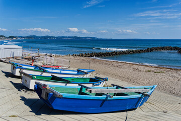 Kamakura Coastal Scenery - fishing boats, surfing, trams