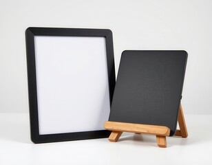 Black Frame and Slate Board on Stand for Images and Messages