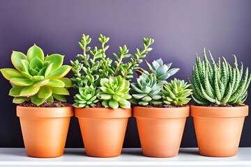 Fototapeta premium Succulent Plants in Terracotta Pots Home Decor
