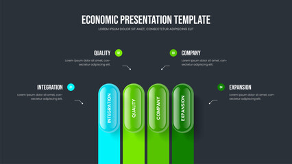 Project Campaign Slide Layout Vector Illustration. Investor Solution 4 Element Diagram Frame Design. Digital Innovation Four Option Infographic Slideshow Template.