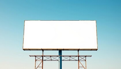 Giant empty billboard against a clear blue sky, clear, communication
