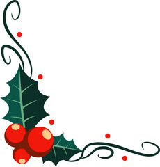 Christmas Holly Berry Corner Illustration