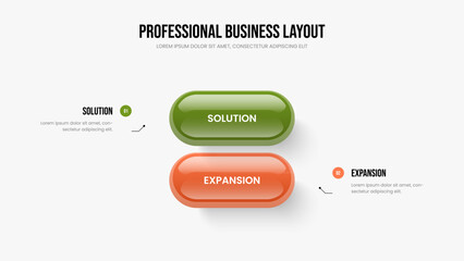 Market Solution Two Option Diagram Frame Template. Digital Review Presentation Design Vector Illustration. Project Growth 2 Element Infographic Slideshow Layout.