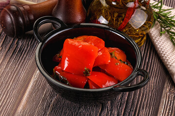 Homemade marinated red bell pepper