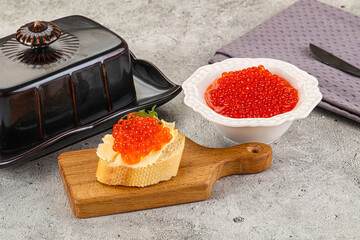 Luxury toast with red caviar