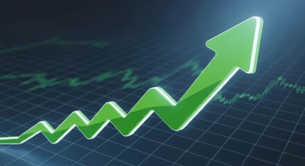 Elevating financial trajectory visualized on a digital grid pattern