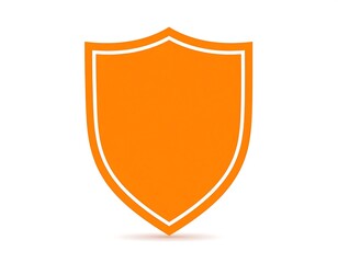 Orange shield icon, protection symbol, security graphic design, concept.
