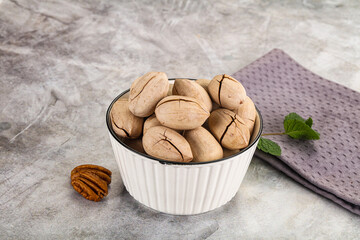 Crunchy pecan nut in the bowl