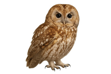 Obraz premium Tawny owl looking forward on transparent background