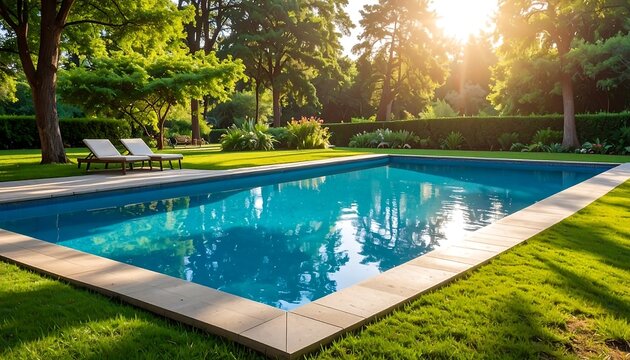 Luxurious backyard pool - Powered by Adobe