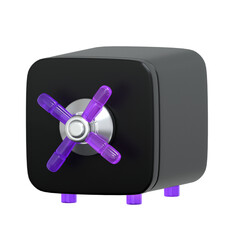 3D Rendered Modern Safe Box with Purple Handle and Legs Object