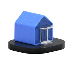 Modern Minimalist Shiny Blue Building Structure Architecture Element on Stand