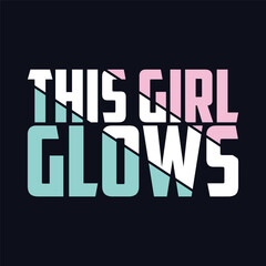 This girl glows t shirt, retro wavy groovy vintage repeat text typography art with peach background, groovy t shirt design, groovy art. Retro vintage inspirational quote and flowers.