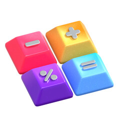 Isometric 3D Mathematics Symbol Button with Colorful Matte Finish Display