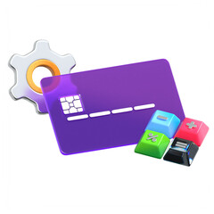3D Rendered Card Payment Management Icon with Calculation Keyboards