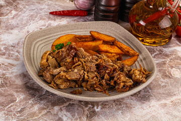 Baked shredded pork with potato