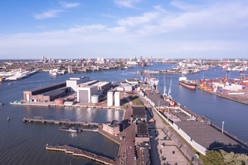 Fototapeta premium Aerial View of Port of Rotterdam, Netherlands