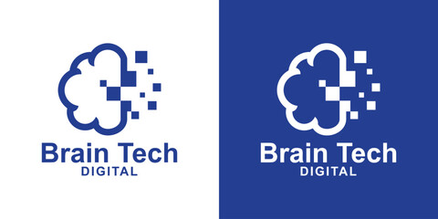 Brain Tech Digital Logo – AI Innovation and Neural Technology Symbol